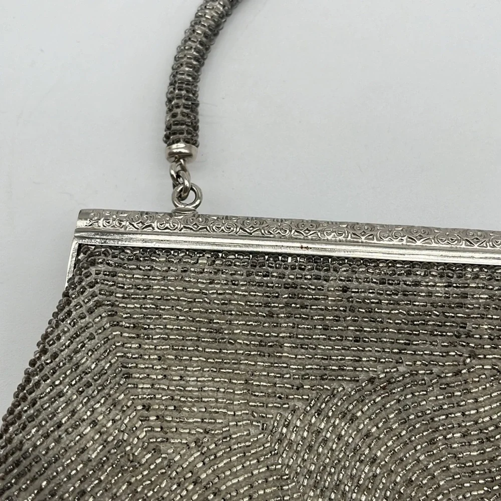 Unbranded Silver Beaded Small Wristlet Clutch